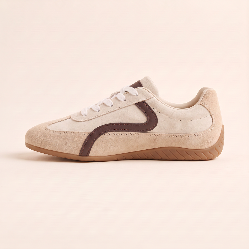 Bruna zapatilla retro efecto ante, vista de perfil