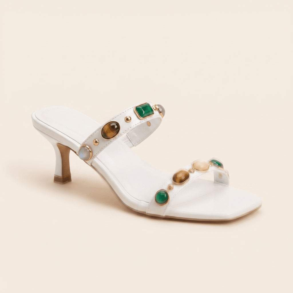 Gala · Mule Joya de Tacón Kitten con Piedras - zapatos de mujer Calenzo