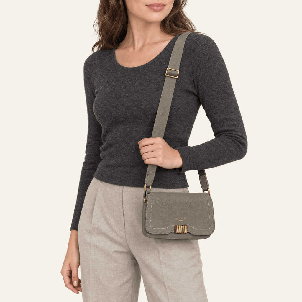 Goya · Bolso Bandolera con Cierre Dorado — Gris y Kaki - zapatos de mujer Calenzo