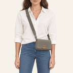 Goya · Bolso Bandolera con Cierre Dorado — Gris y Kaki - zapatos de mujer Calenzo