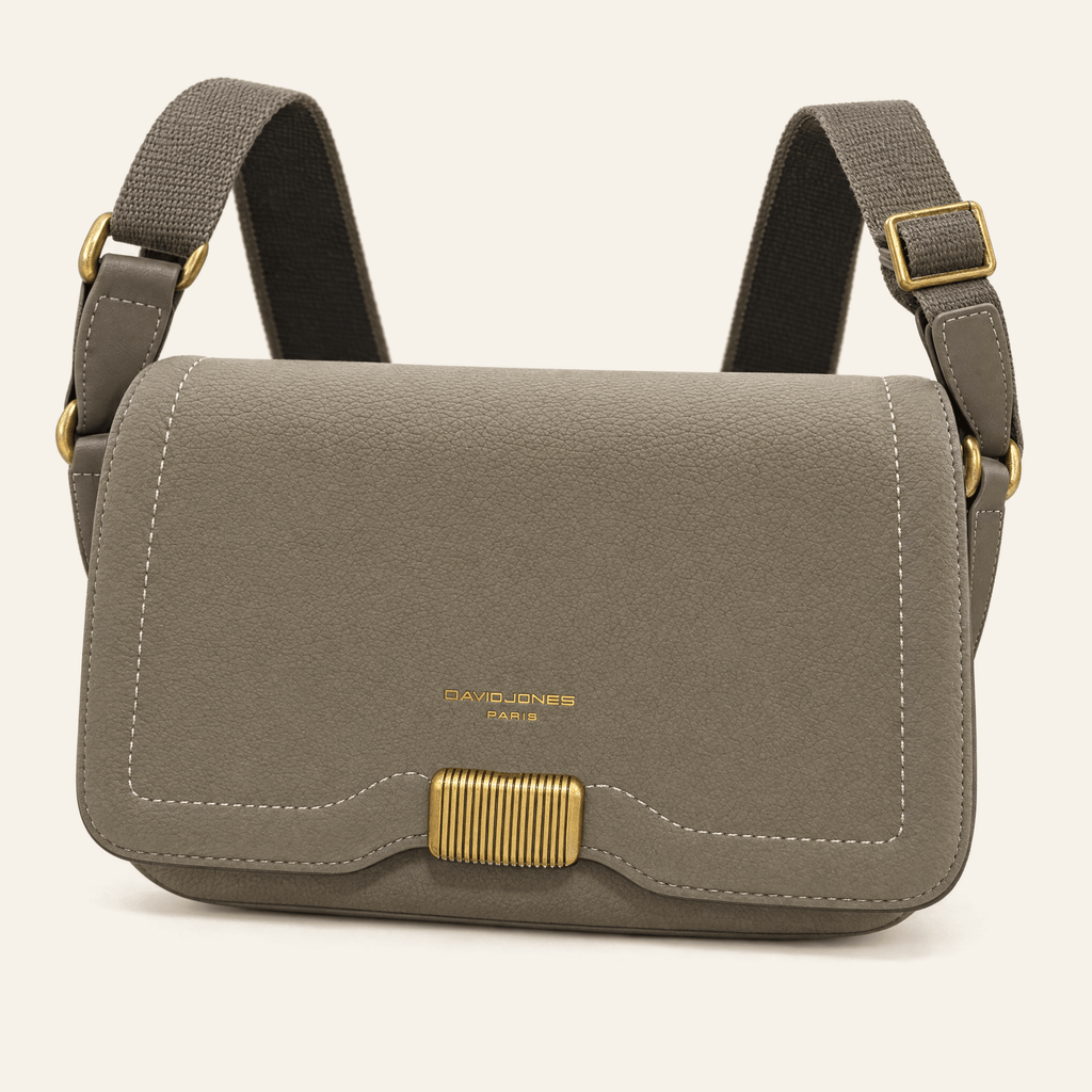 Goya · Bolso Bandolera con Cierre Dorado — Gris y Kaki - zapatos de mujer Calenzo