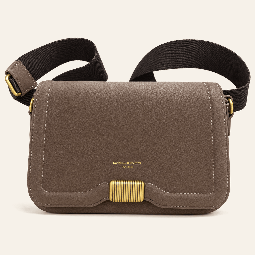 Goya · Bolso Bandolera con Cierre Dorado — Marrón y Taupe - zapatos de mujer Calenzo