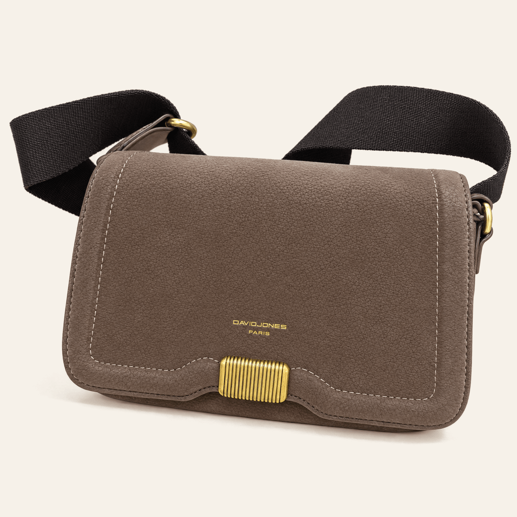 Goya · Bolso Bandolera con Cierre Dorado — Marrón y Taupe - zapatos de mujer Calenzo