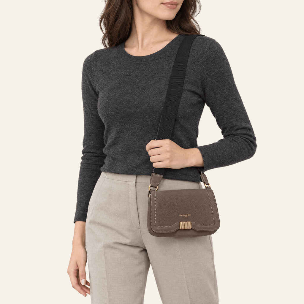 Goya · Bolso Bandolera con Cierre Dorado — Marrón y Taupe - zapatos de mujer Calenzo