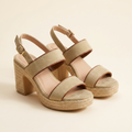 Inés sandalia tacón plataforma beige, tres cuartos