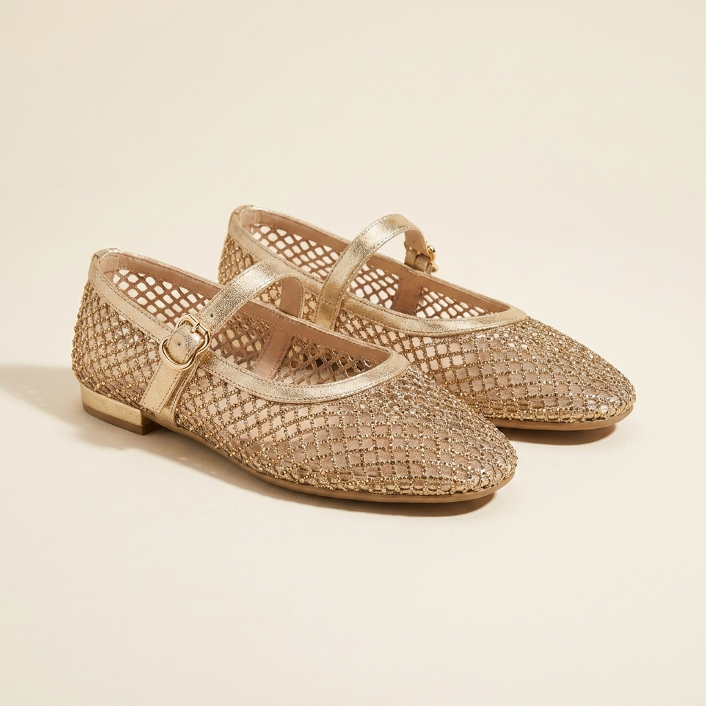 Paula bailarina malla strass en oro