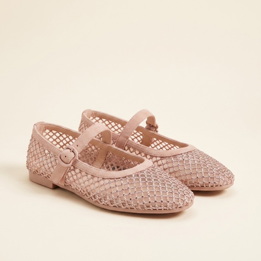 Paula bailarina malla strass en rosa
