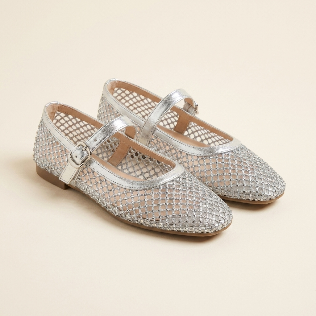 Paula bailarina malla strass en plata