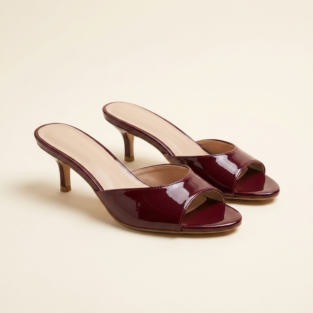 Lola mule kitten charol en burdeos