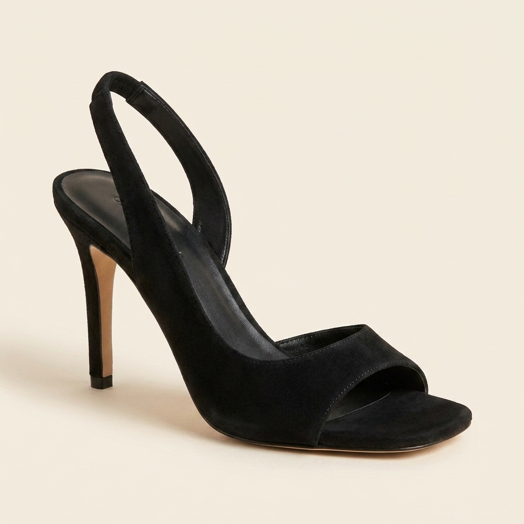 Slingback de tacón en ante negro
