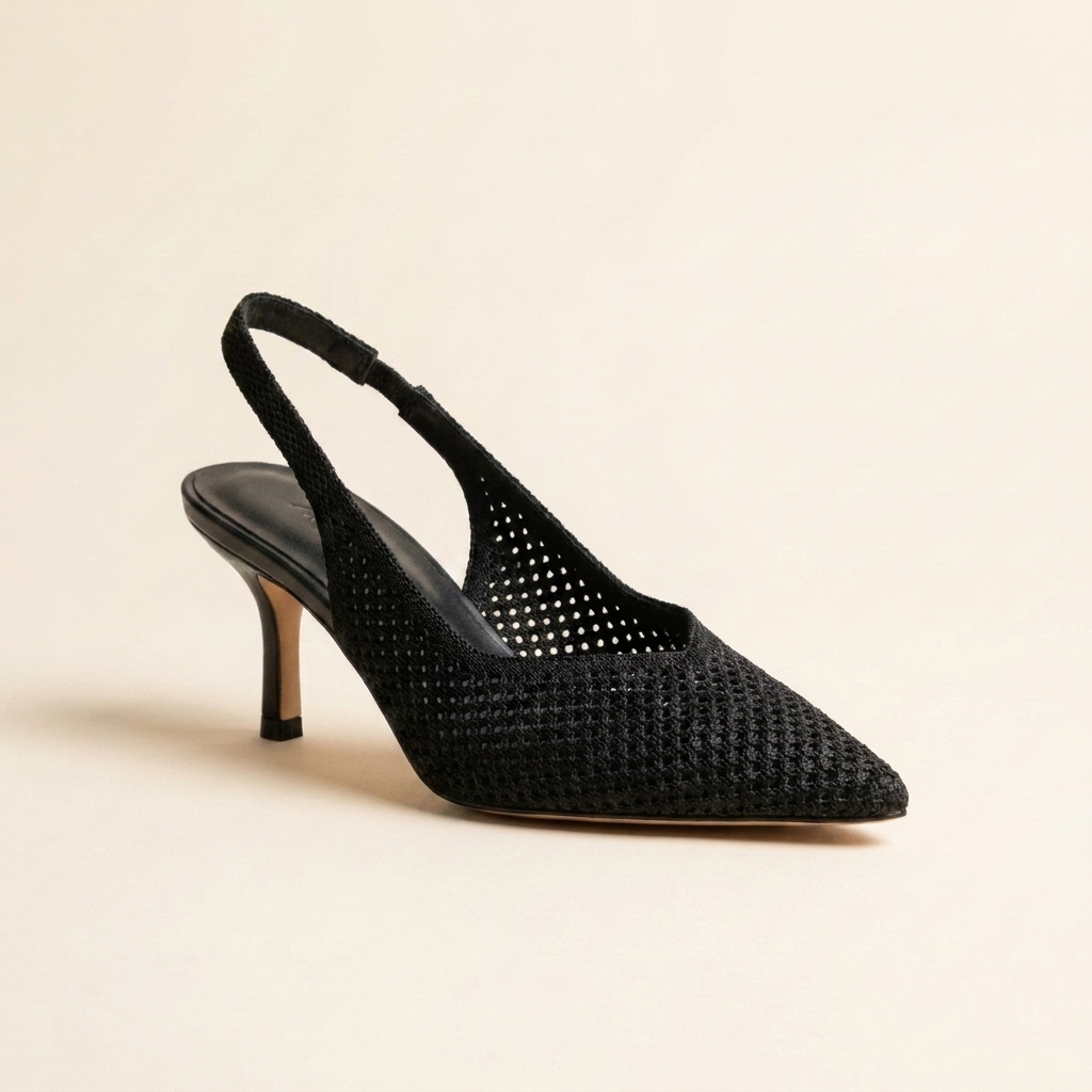 Slingback rejilla negro