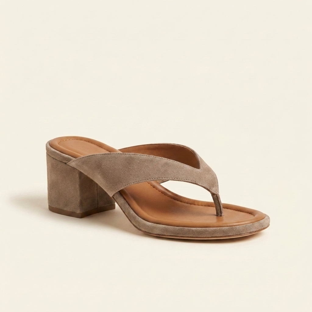 Sandalia de dedo con tacon taupe