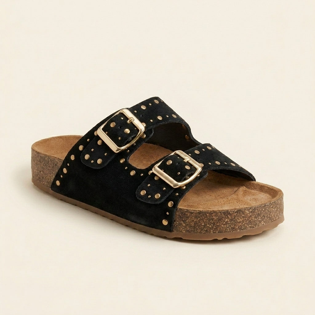Sandalia bio doble hebilla negro