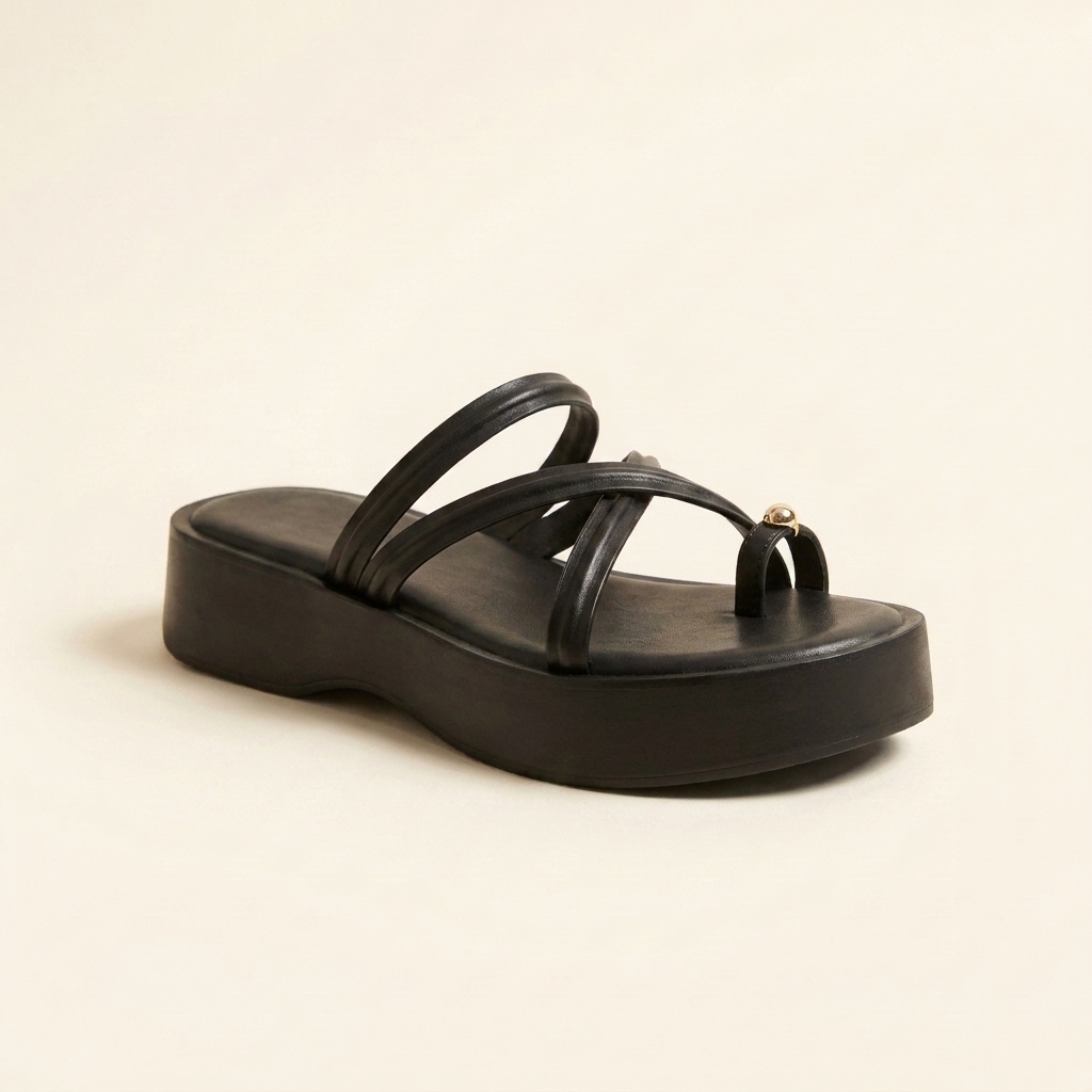 Sandalia flatform negro