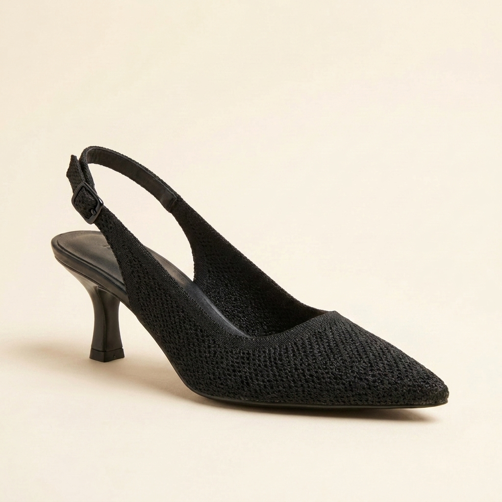 Slingback de tacón kitten negro