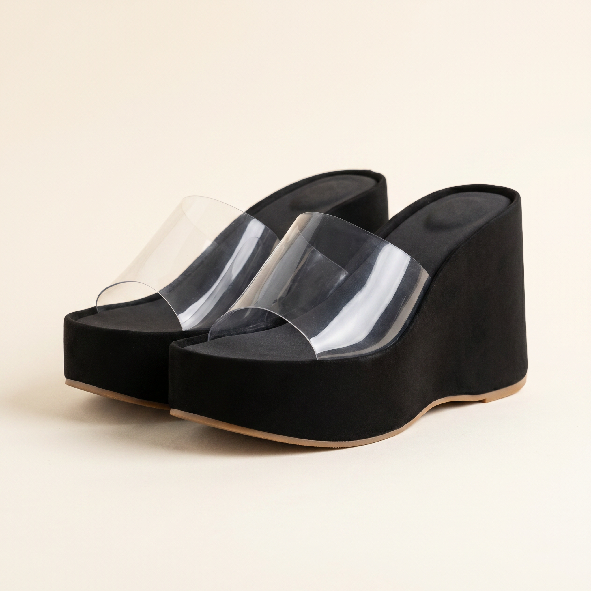 Cuna mule tira transparente negro - 3/4 par