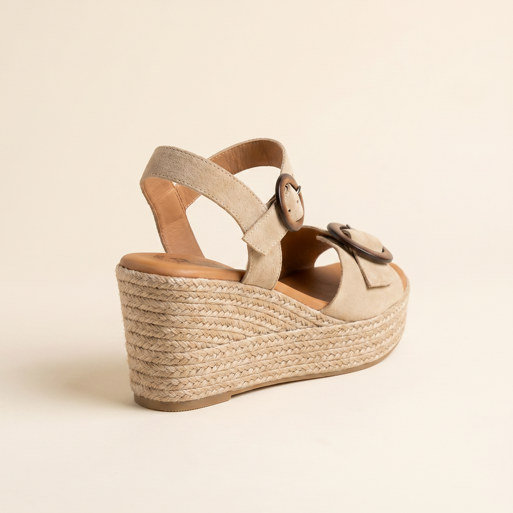 Cuna de esparto nobuk beige - vista trasera