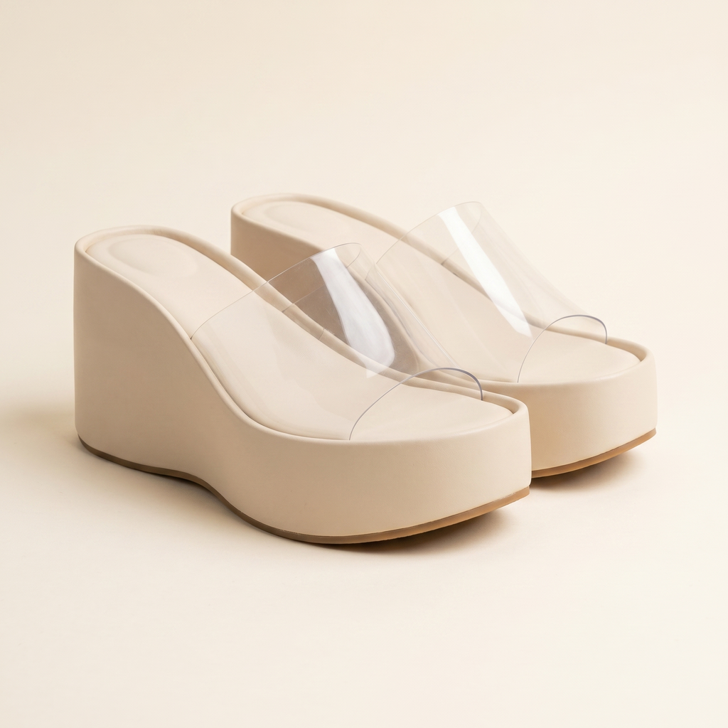 Cuna mule tira transparente beige - 3/4 par