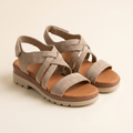 Sandalia tiras cruzadas nobuk beige - 3/4 par