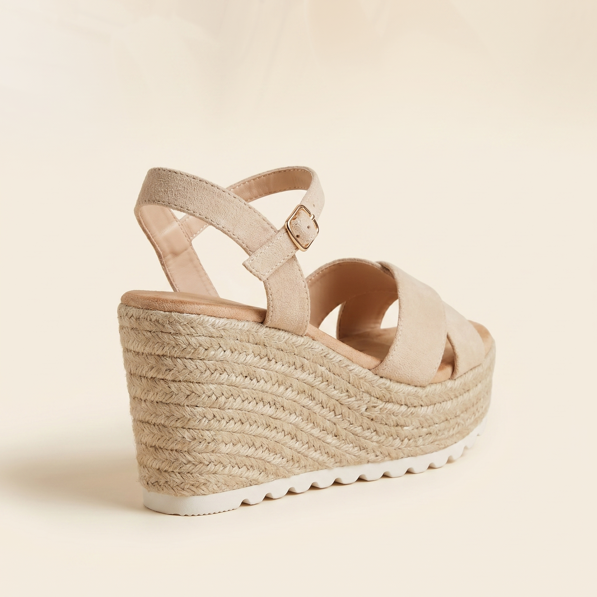 Cuna esparto beige - vista trasera con hebilla
