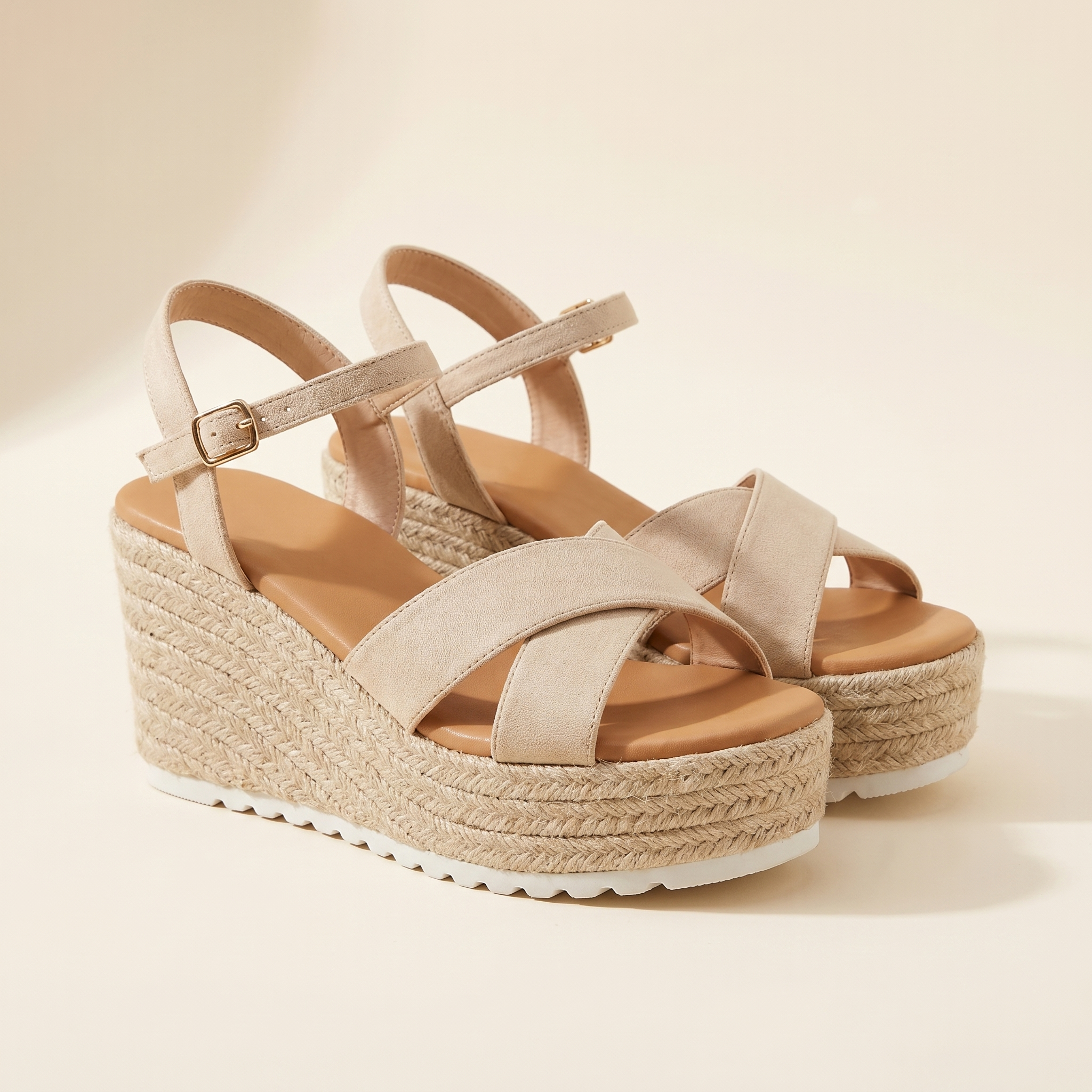 Cuna esparto tira cruzada beige - 3/4 par