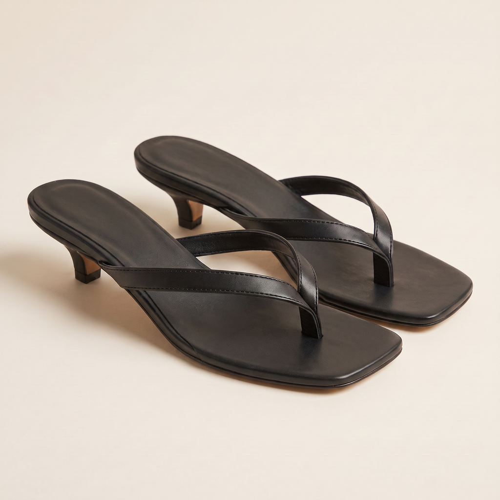 Sandalia de dedo tacon kitten negro - 3/4 par