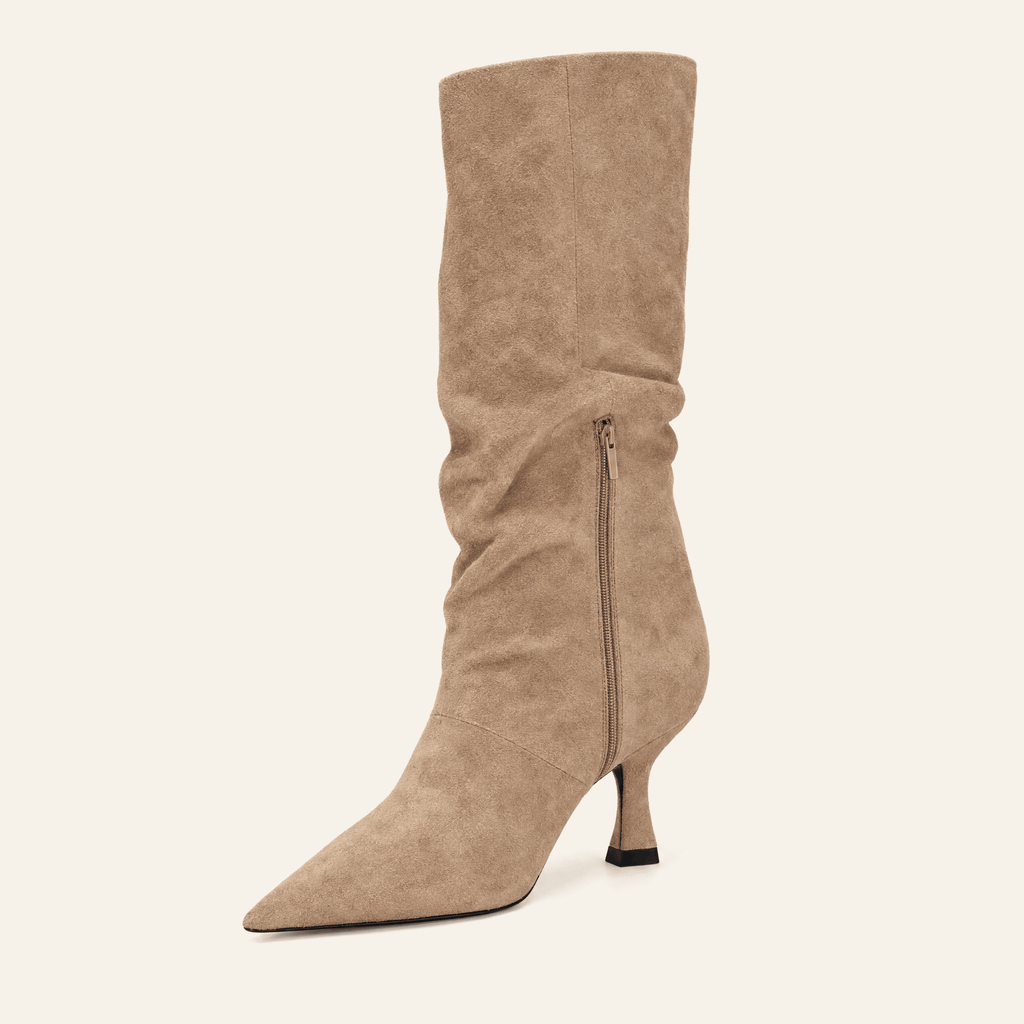 Lagasca · Bota Alta de Efecto Ante con Punta Fina - zapatos de mujer Calenzo