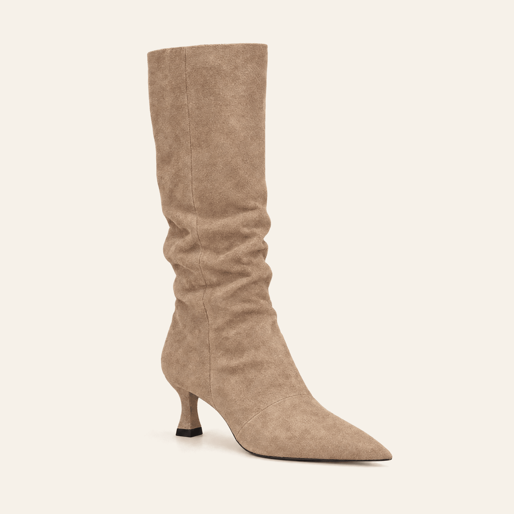 Lagasca · Bota Alta de Efecto Ante con Punta Fina - zapatos de mujer Calenzo