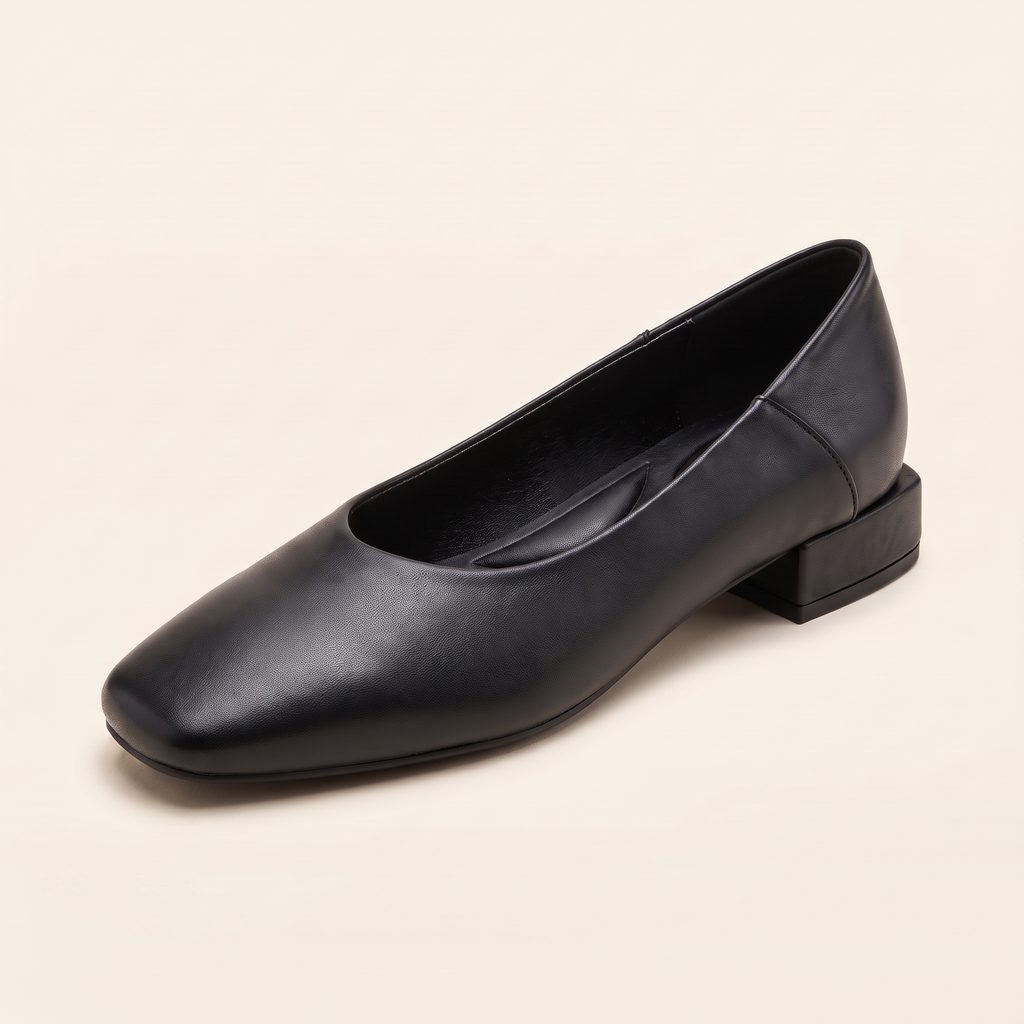 Ona bailarina de efecto piel con costura trasera — negro, vista 3/4