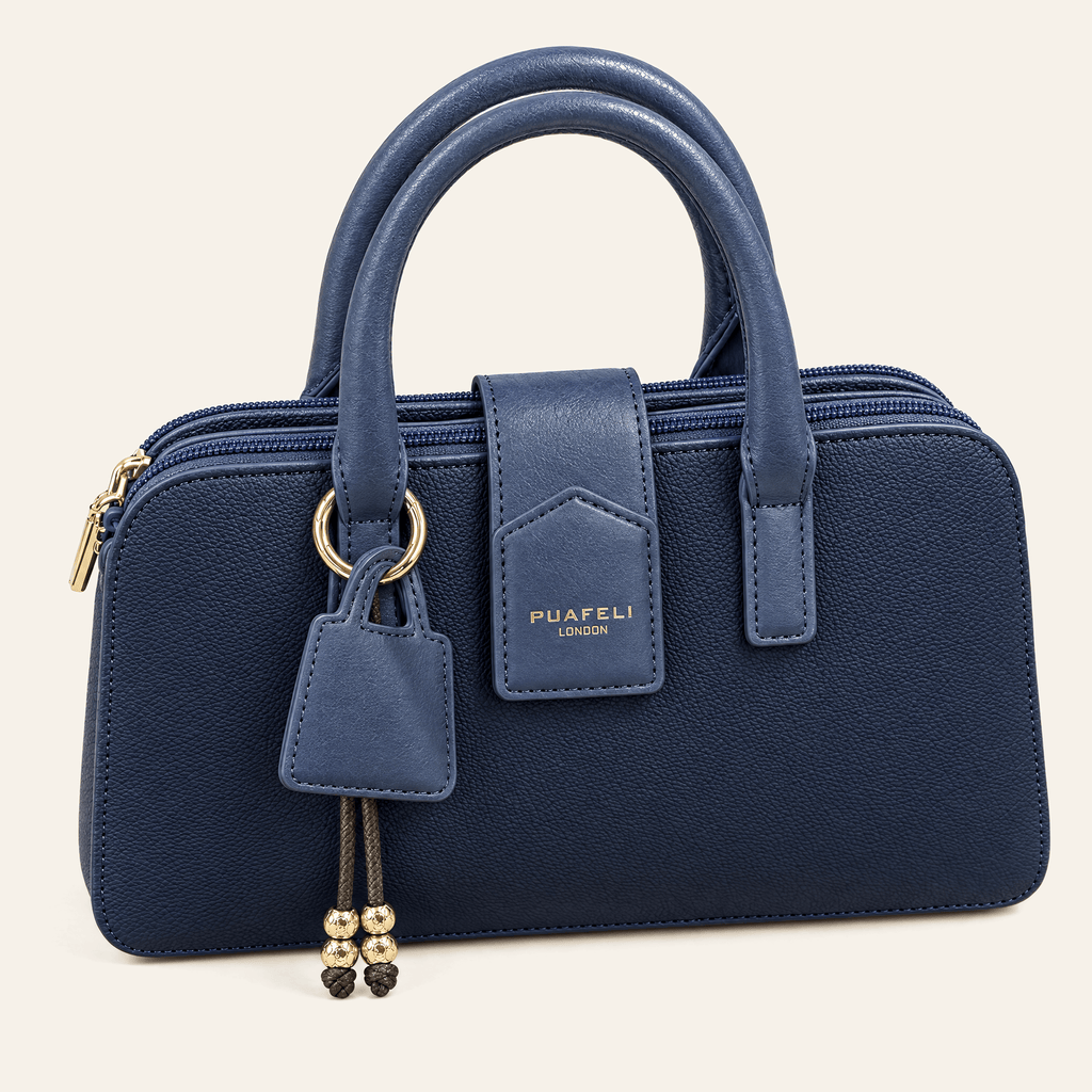 Ópera · Mini Bolso Estructurado con Dije — Azul Marino - zapatos de mujer Calenzo