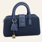 Ópera · Mini Bolso Estructurado con Dije — Azul Marino - zapatos de mujer Calenzo