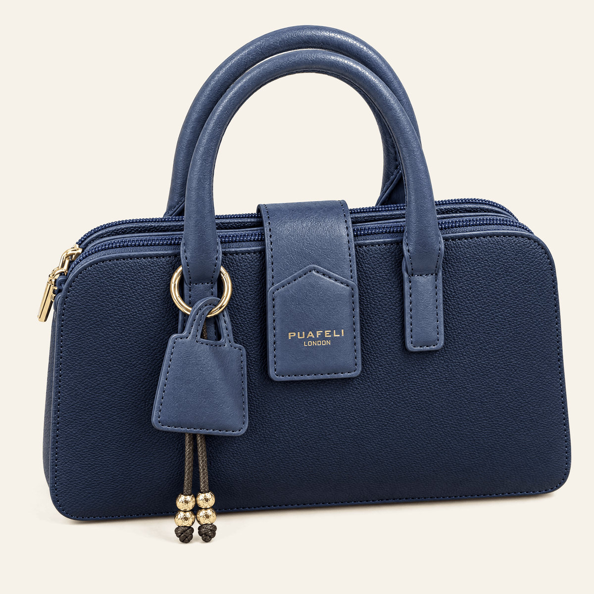 Ópera · Mini Bolso Estructurado con Dije — Azul Marino - zapatos de mujer Calenzo