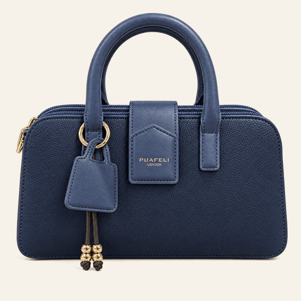 Ópera · Mini Bolso Estructurado con Dije — Azul Marino - zapatos de mujer Calenzo