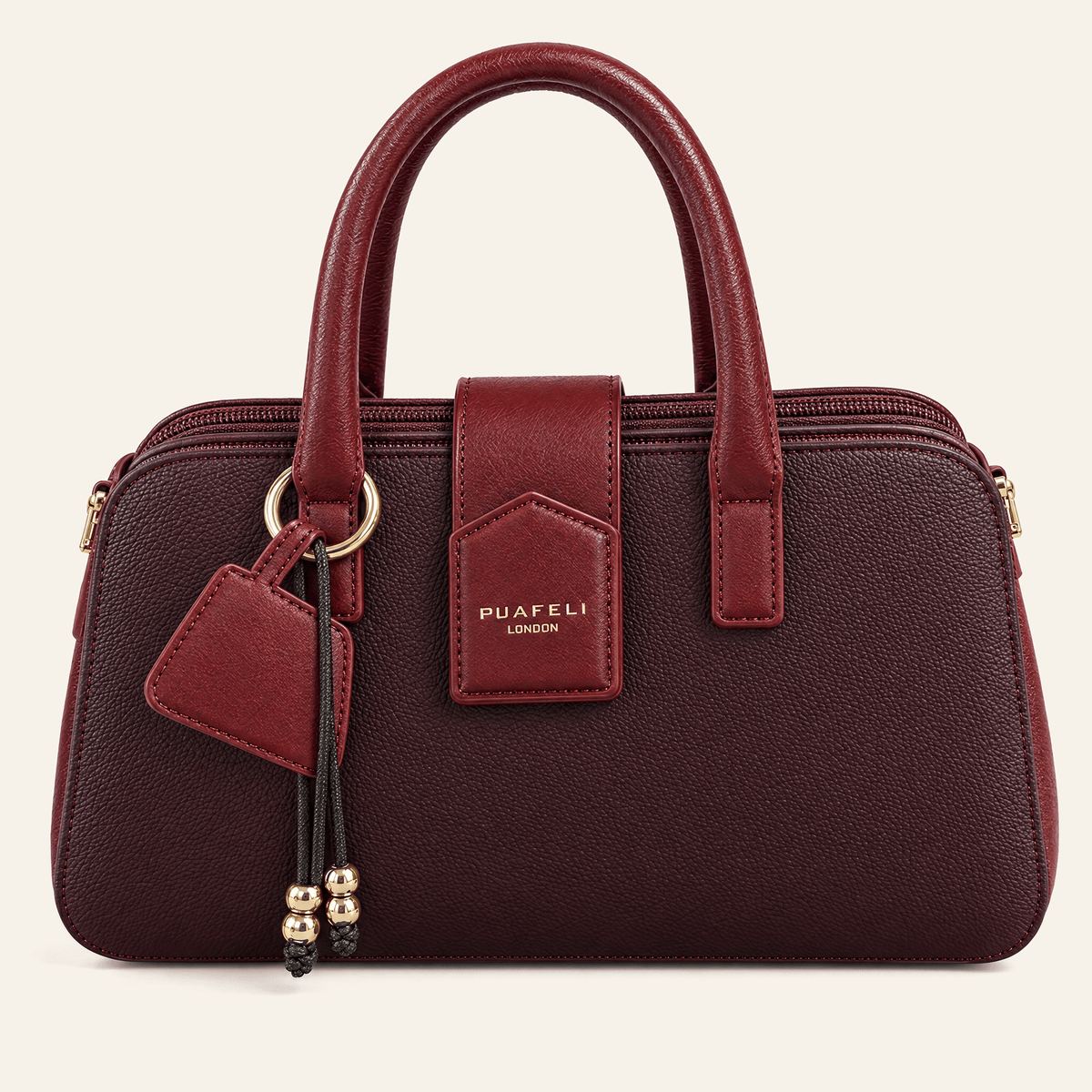 Ópera · Mini Bolso Estructurado con Dije — Burdeos - zapatos de mujer Calenzo