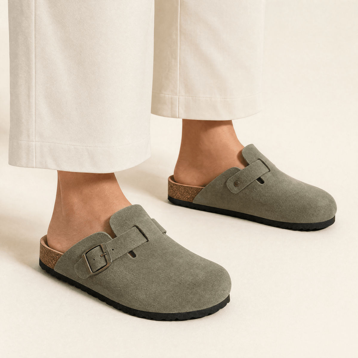 Standford · Zueco de Ante con Hebilla - zapatos de mujer Calenzo