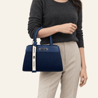 Velázquez · Bolso Estructurado con Placa Dorada — Azul Marino - zapatos de mujer Calenzo