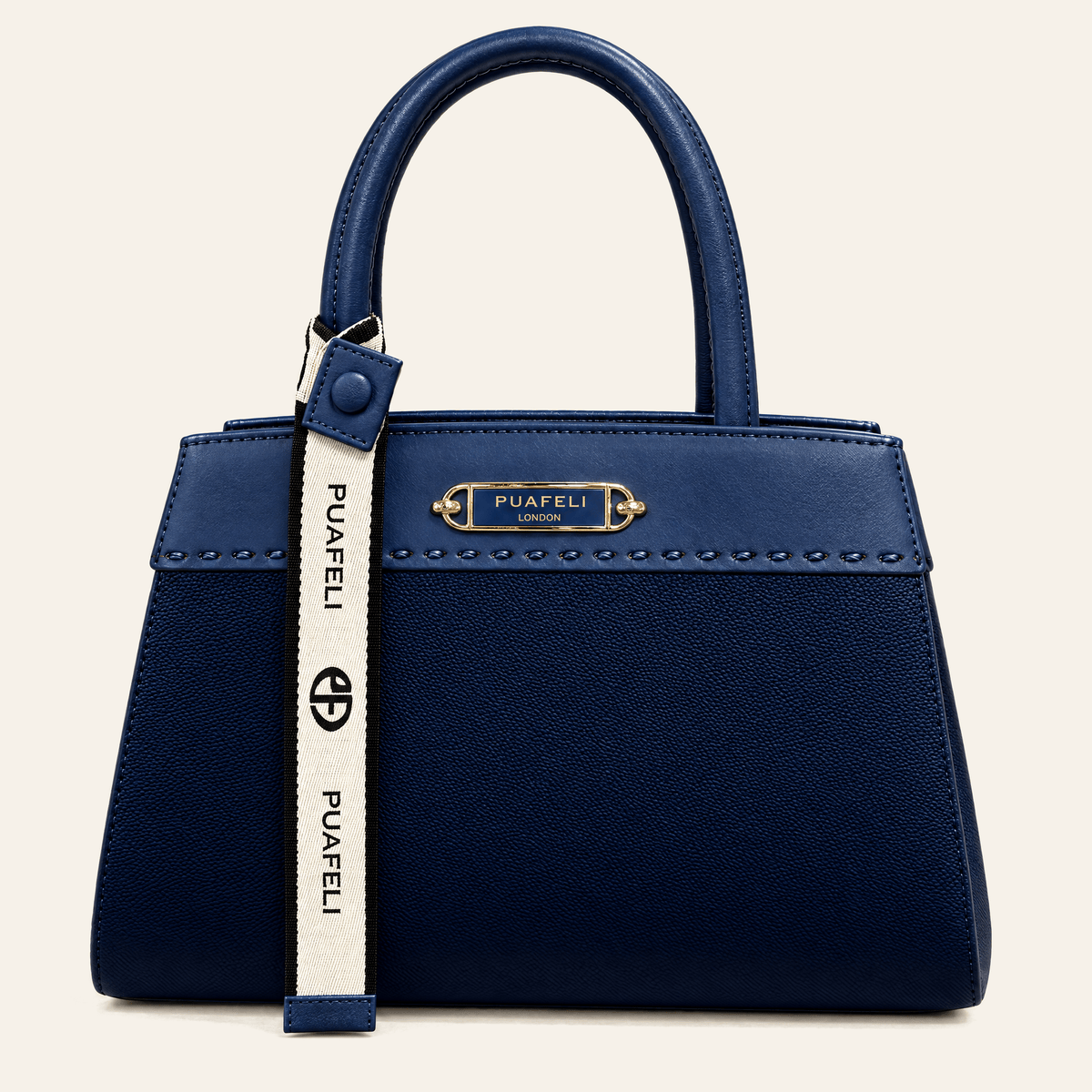 Velázquez · Bolso Estructurado con Placa Dorada — Azul Marino - zapatos de mujer Calenzo