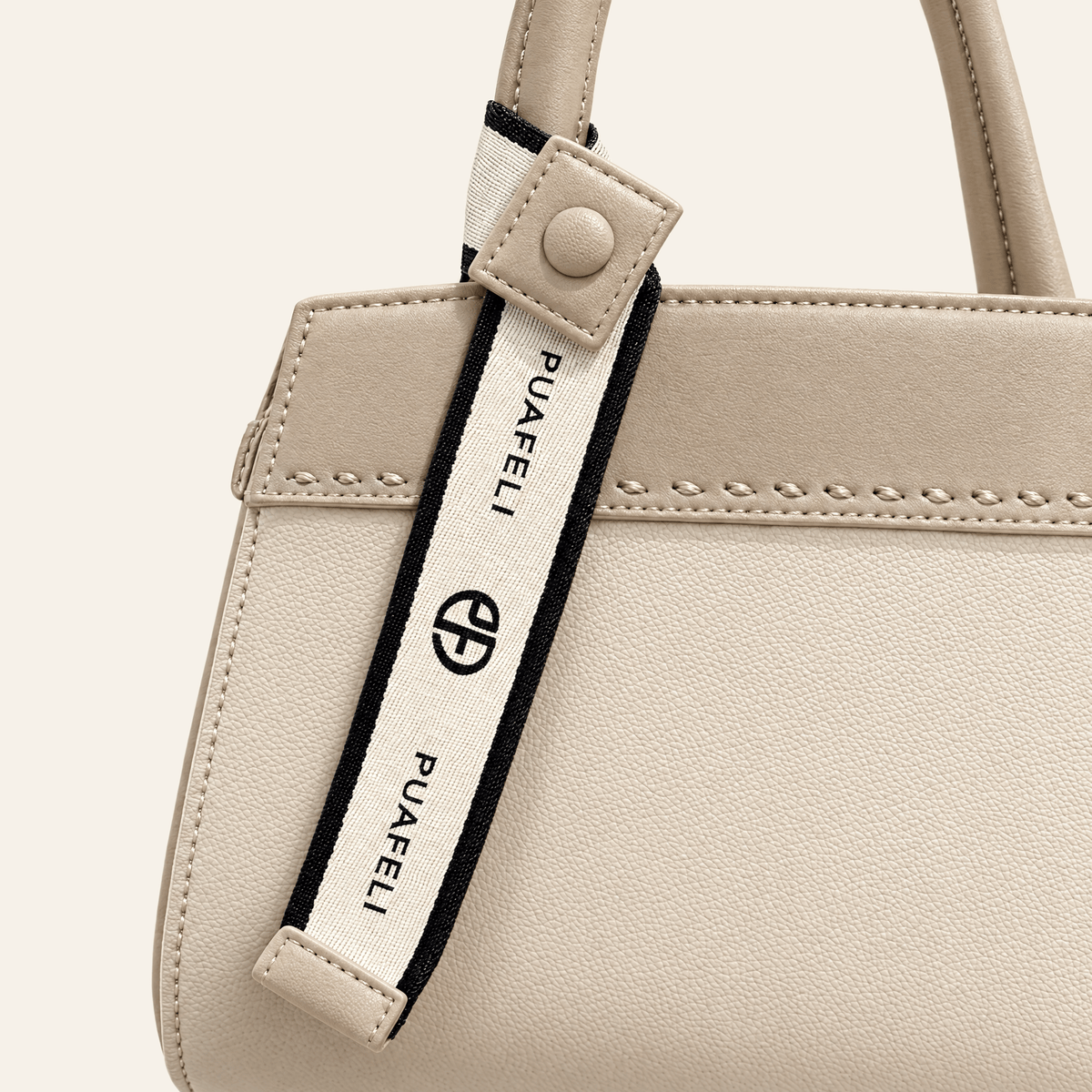 Velázquez · Bolso Estructurado con Placa Dorada — Beige Claro - zapatos de mujer Calenzo