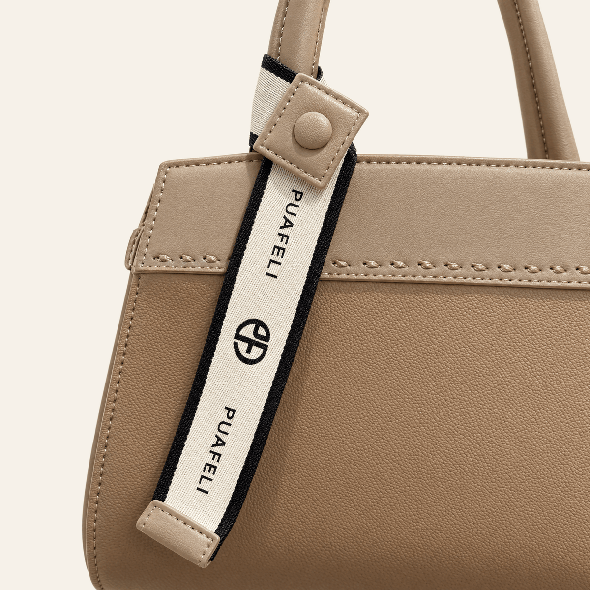 Velázquez · Bolso Estructurado con Placa Dorada — Camel y Topo - zapatos de mujer Calenzo